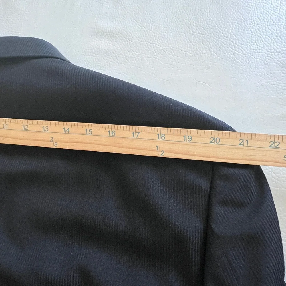 Sean John Suit Coat Pants 2 pc 48L 42W Black Stretch Raw Hem Legs Altered Wide